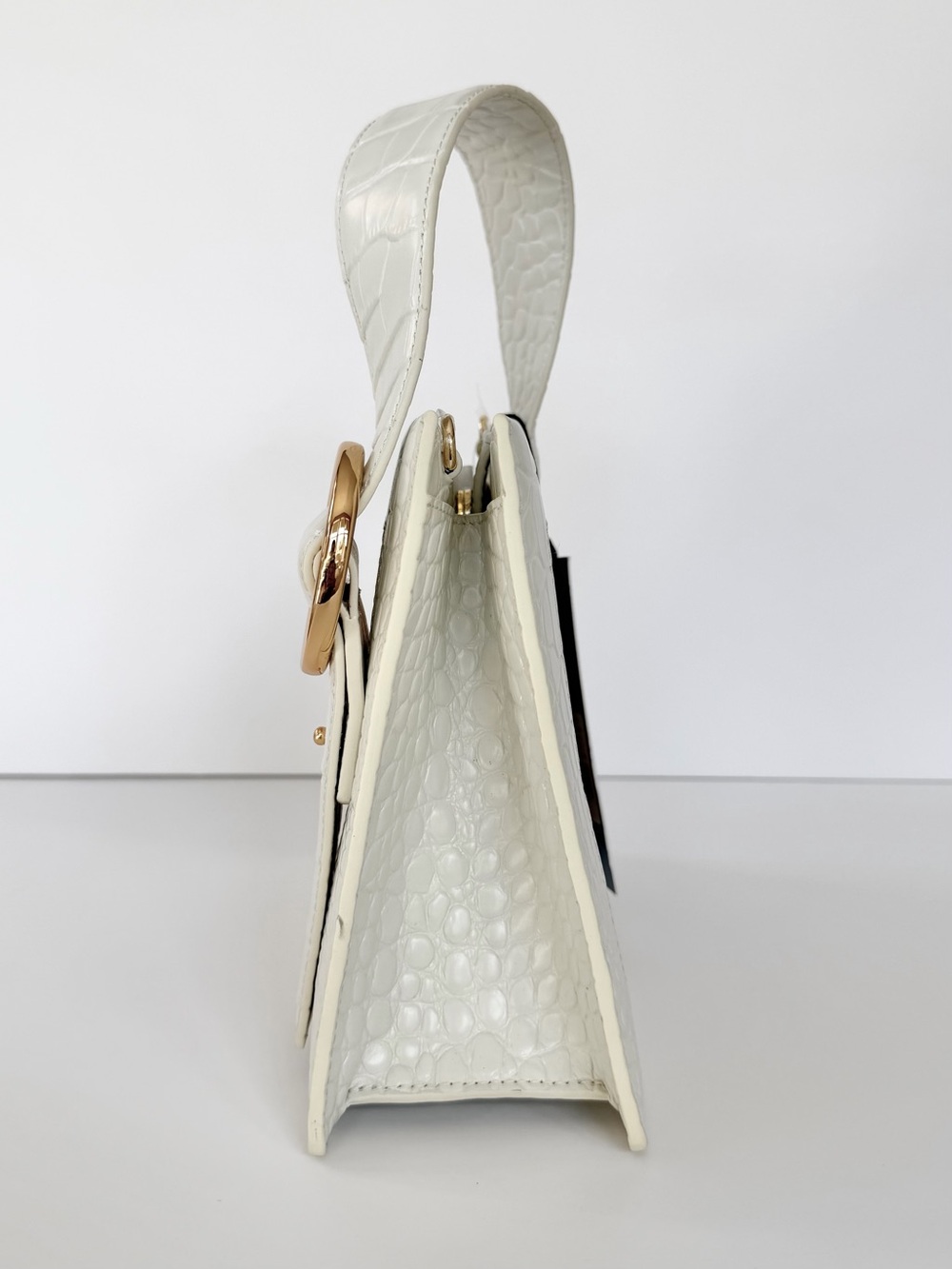 NWT Parisa Wang Bamboo Enchanted Top Handle Bag Cream w/ crossbody strap - Picture 8 of 11
